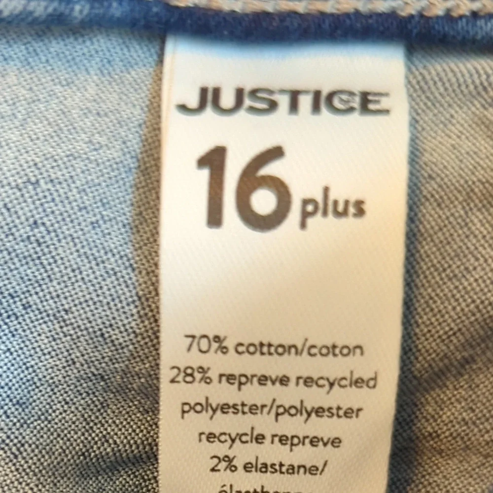 JUSTICE Girls 16 Plus Blue Distressed Skinny Jeans Casual School Medium Rinse